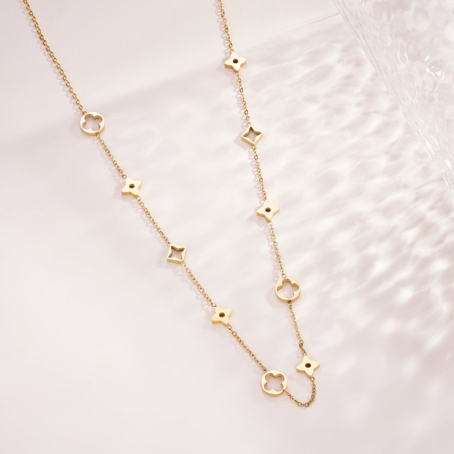Halskette Gold mit Kleeblättern Edelstahl KARMA
