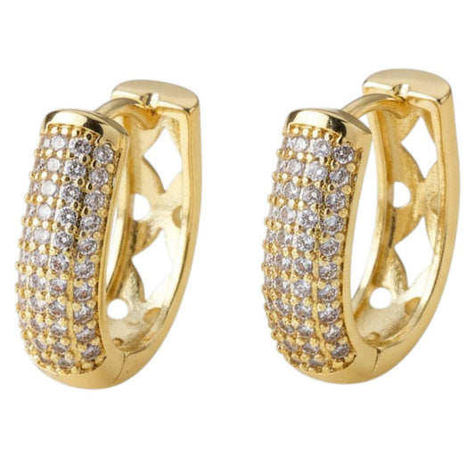Creolen Damen Gold 2 cm Zirkone Damen Ohrringe Karma