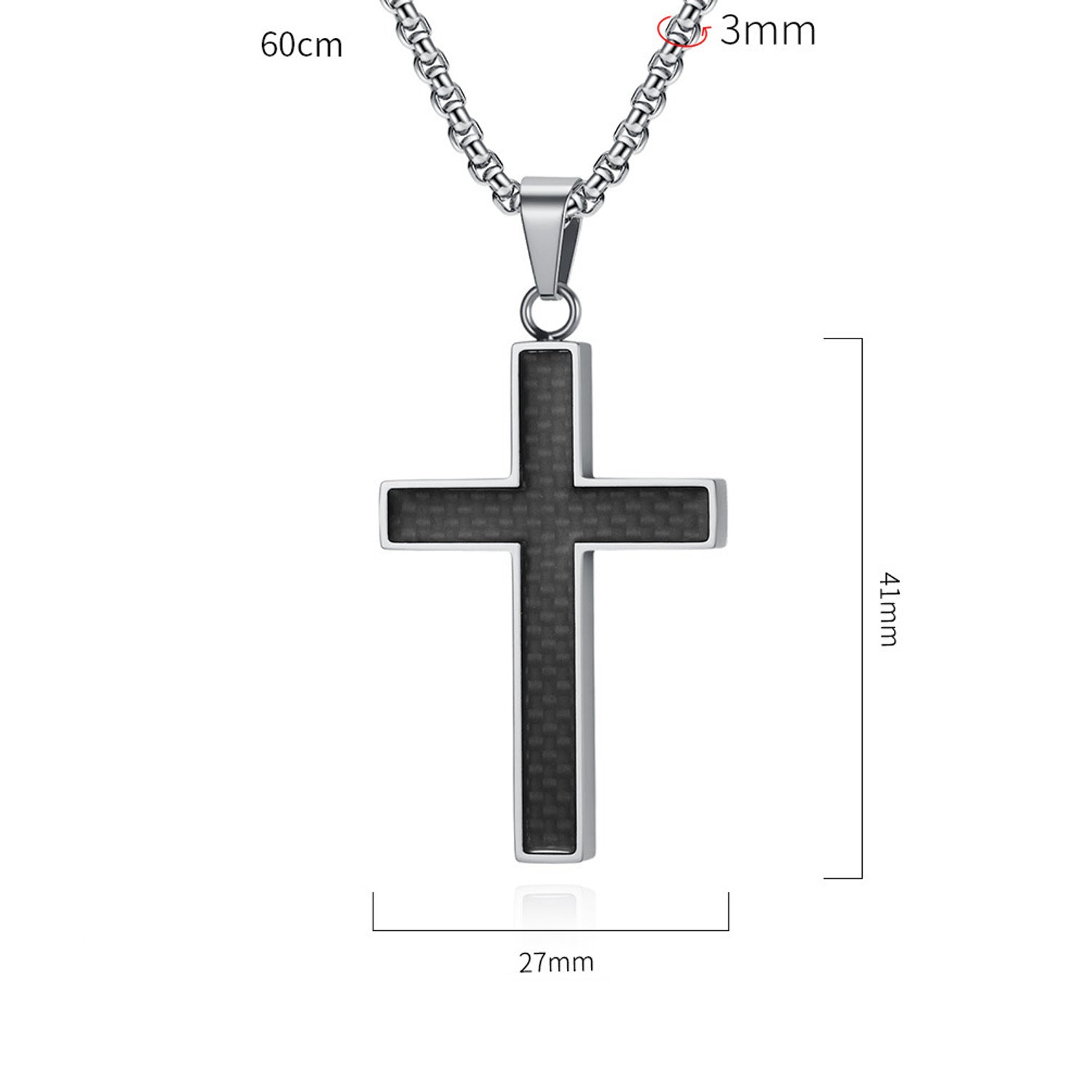 Halskette mit Kreuz Anhänger Herren Gold Titanstahl Carbon Herrenkette Kreuzkette Karma