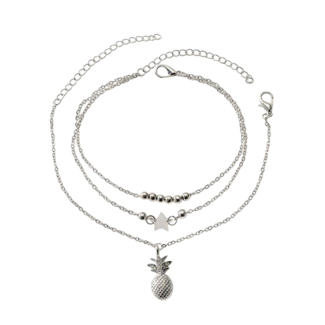 Fußkettchen Ananas Silber oder Gold Metall KARMA