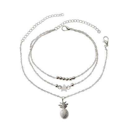Fußkettchen Ananas Silber oder Gold Metall KARMA