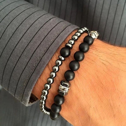 Herrenarmband Set schwarz silber KARMA
