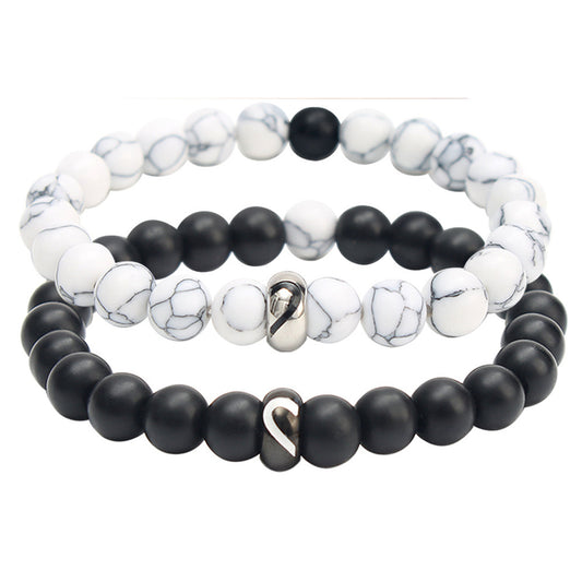 Partnerarmbänder Herz Schwarz Weiß KARMA