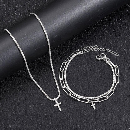 Schmuckset Armbänder und Halskette Legierung Silber KARMA