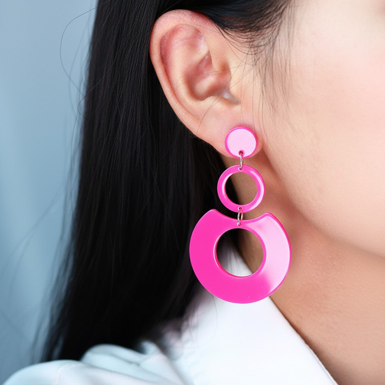 Ohrringe Rosa 6 cm Damenohrringe bunt Karma