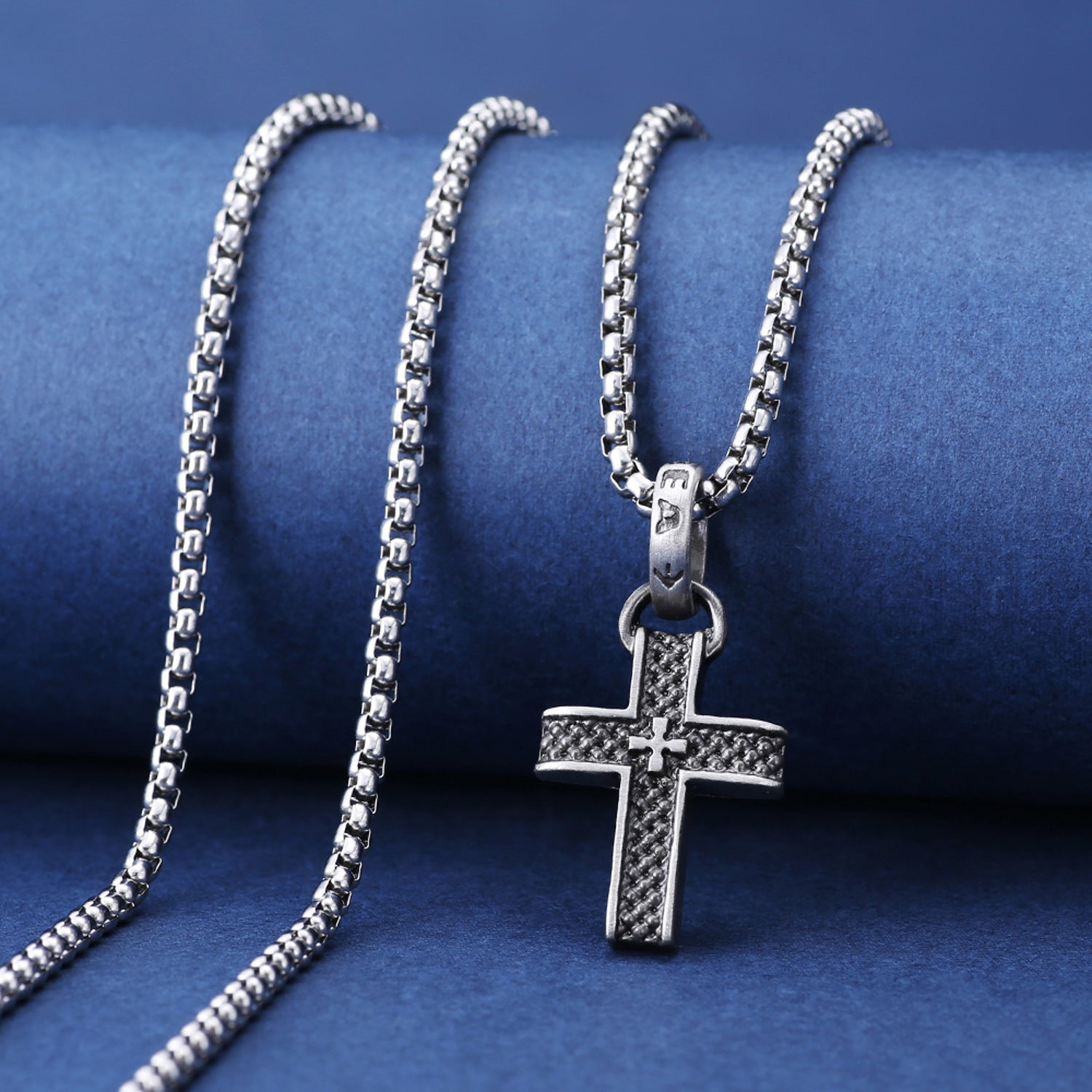 Kette Kreuz Silber Herren Edelstahl Halskette KARMA