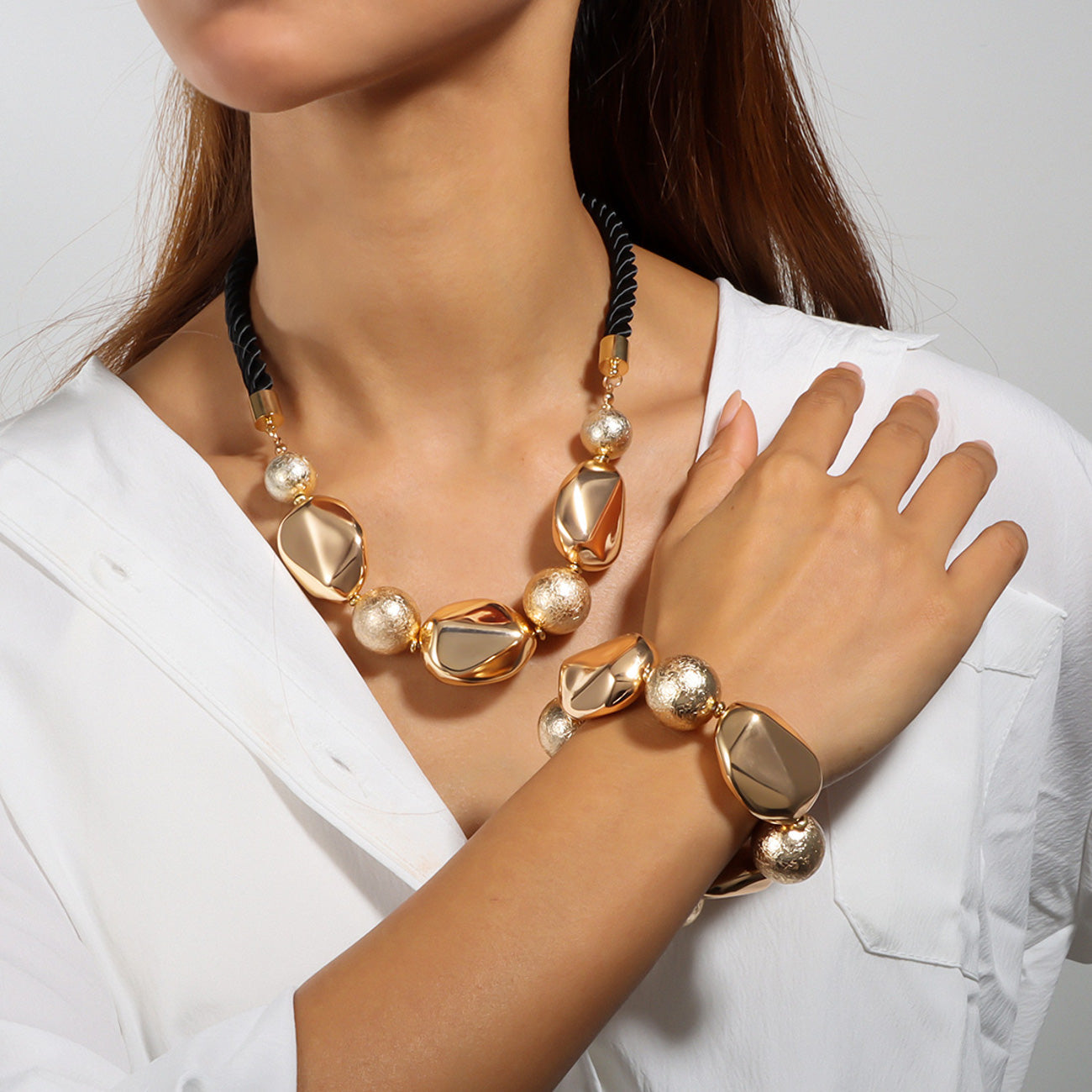 Schmuckset Silber oder Gold Armband Halskette KARMA