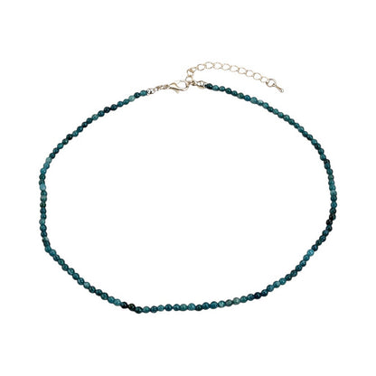 Naturstein Halskette Damen Blauer Apatite Petrol 39 cm Kette Karma