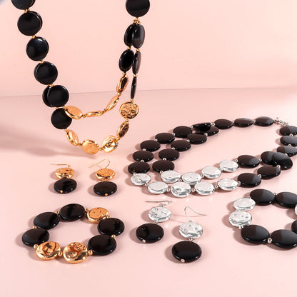 Schmuckset Acryl Schwarz Silber oder Gold Karma