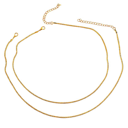 Doppelhalskette Glitzer Strass Gold oder Silber KARMA