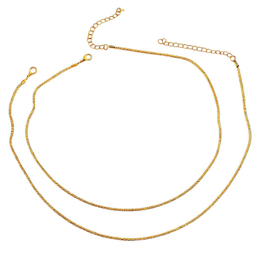 Doppelhalskette Glitzer Strass Gold oder Silber KARMA