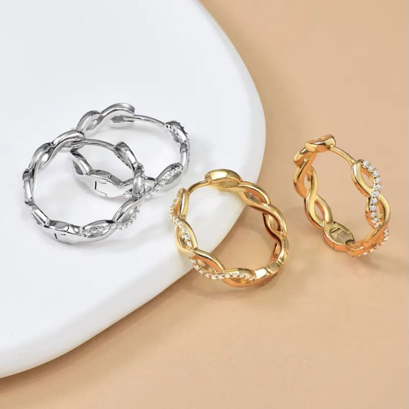 Creolen gedreht mit Moisannite Silber od. Gold KARMA