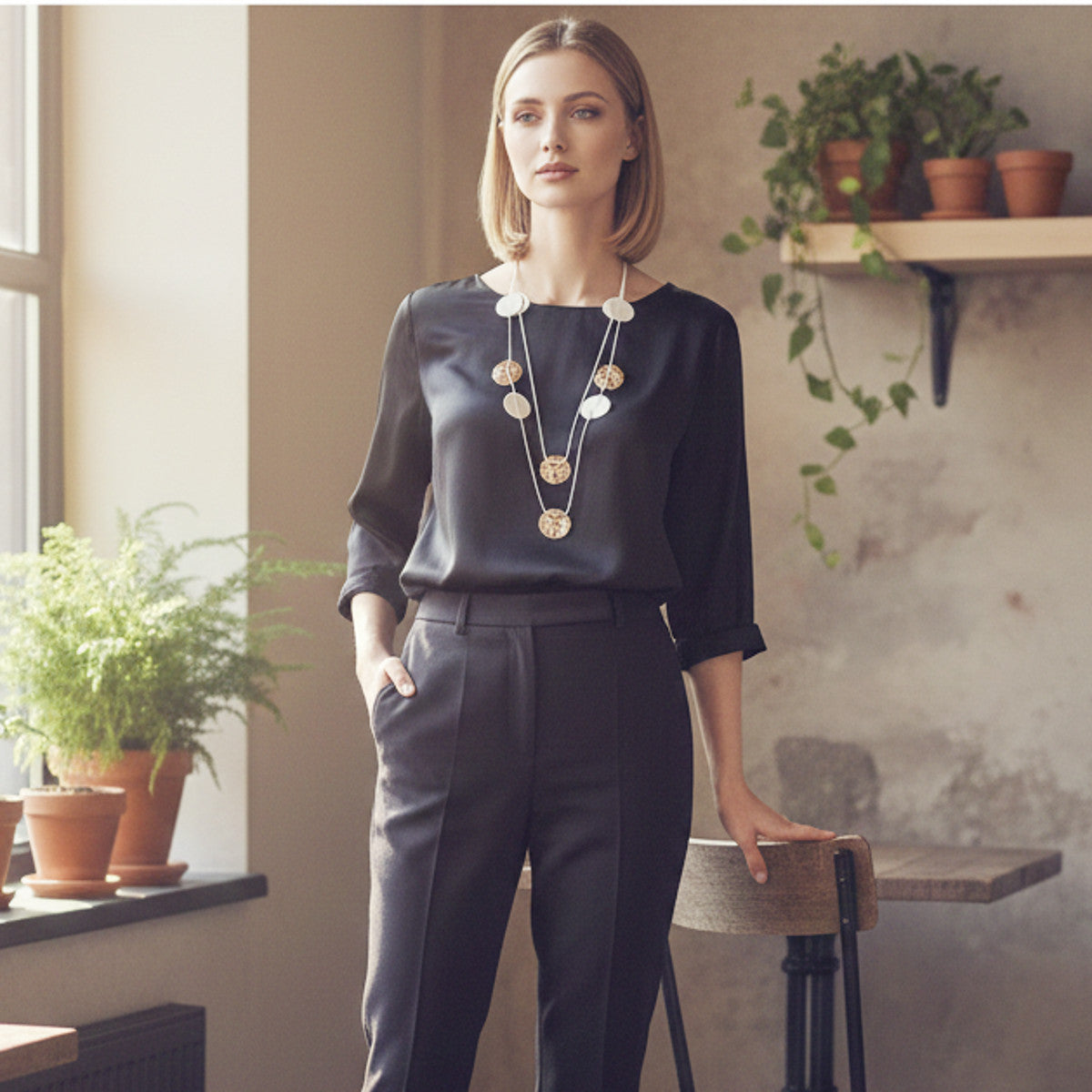 XXL Statementkette Weiß Gold 100 cm Damen Halskette Kette Karma