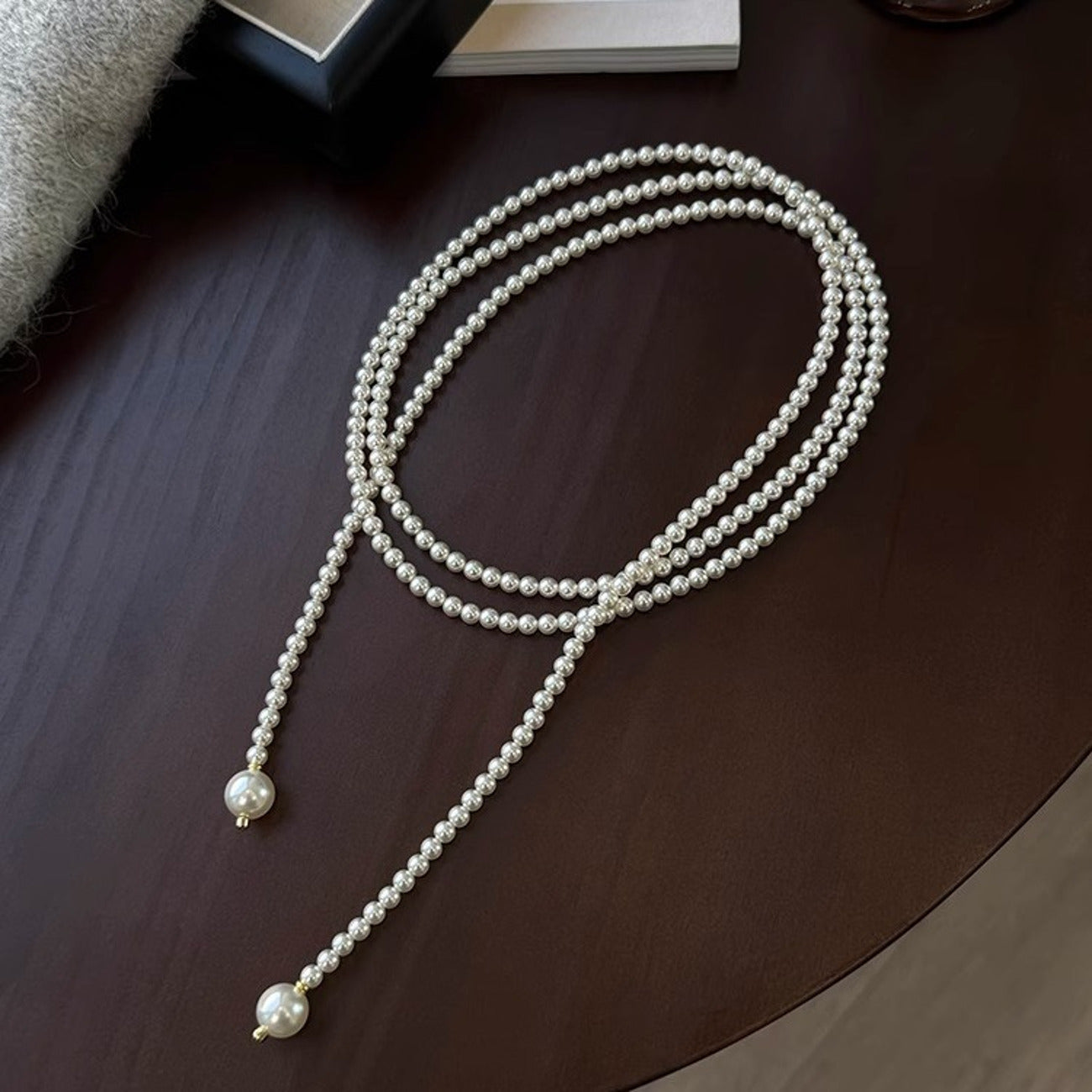 Lange Halskette mit Perlen Pulloverkette KARMA