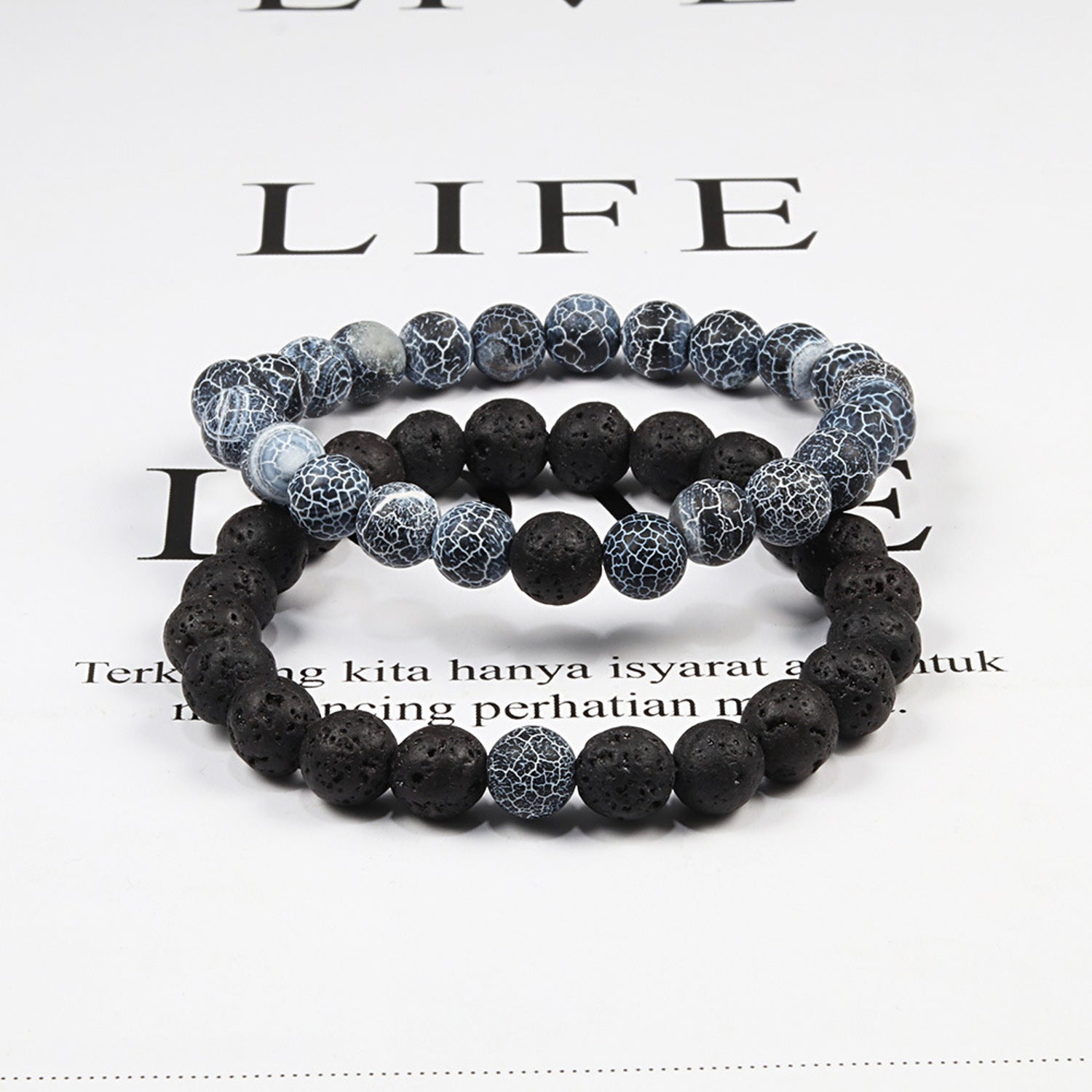 Armband Damen Lavasteine 2teilig KARMA