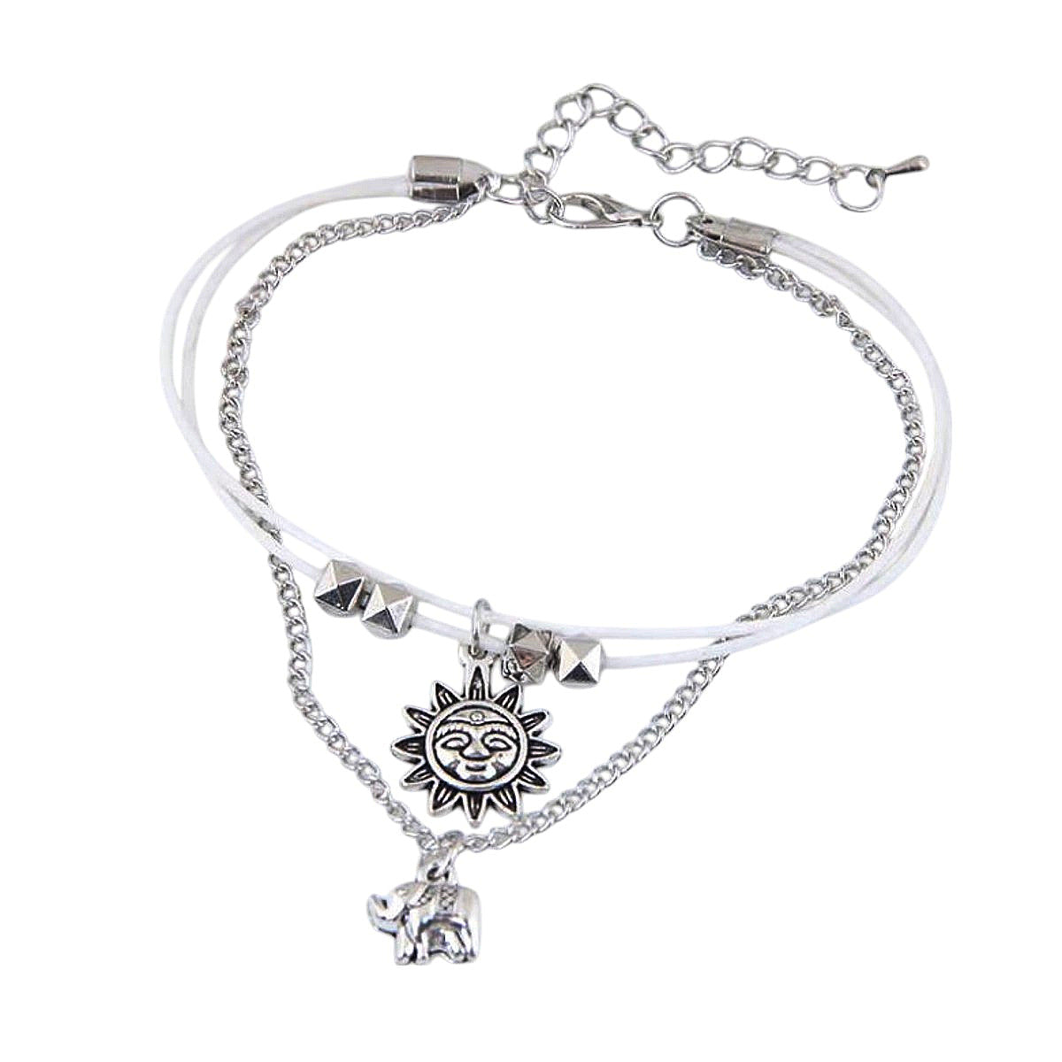 Fußkettchen mit Anhänger Silber Weiß Karma
