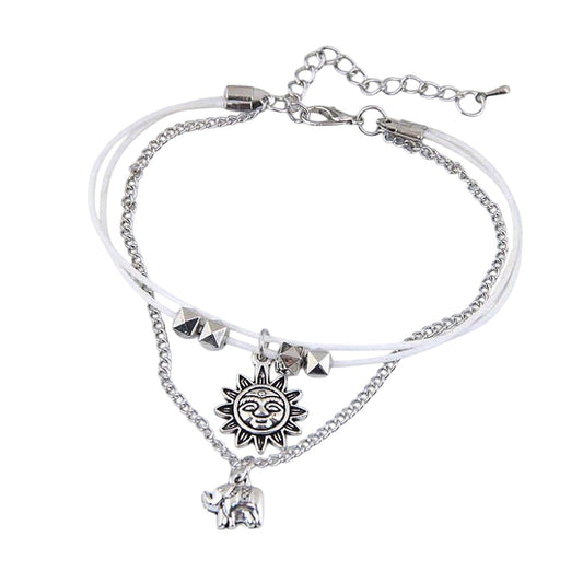 Fußkettchen mit Anhänger Silber Weiß Karma