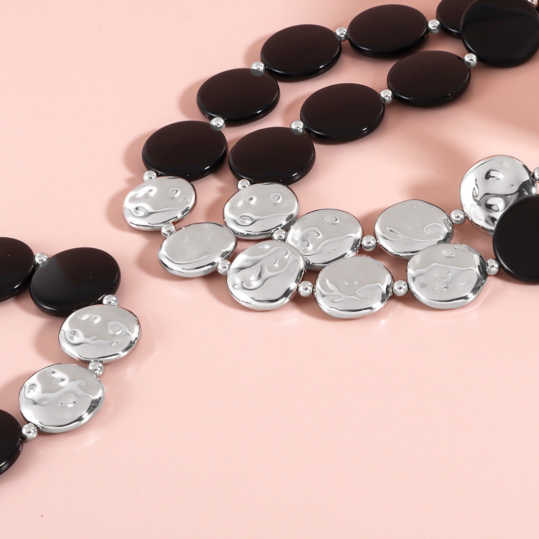 Schmuckset Acryl Schwarz Silber oder Gold Karma