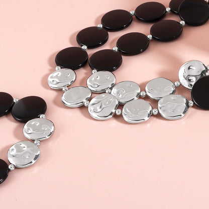 Schmuckset Acryl Schwarz Silber oder Gold Karma