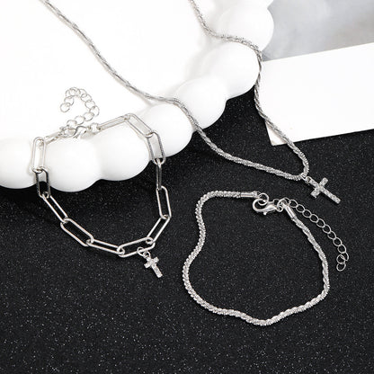 Schmuckset Armbänder und Halskette Legierung Silber KARMA