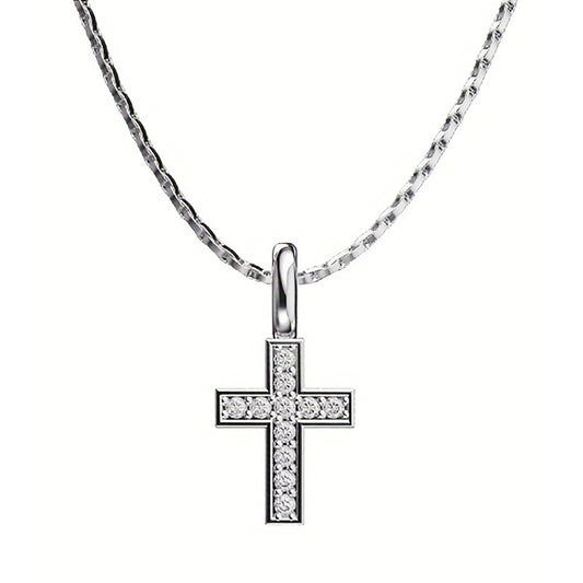 Halskette Kreuz Dame Silber Edelstahl modern 50 cm wasserfest hypoallergen Karma