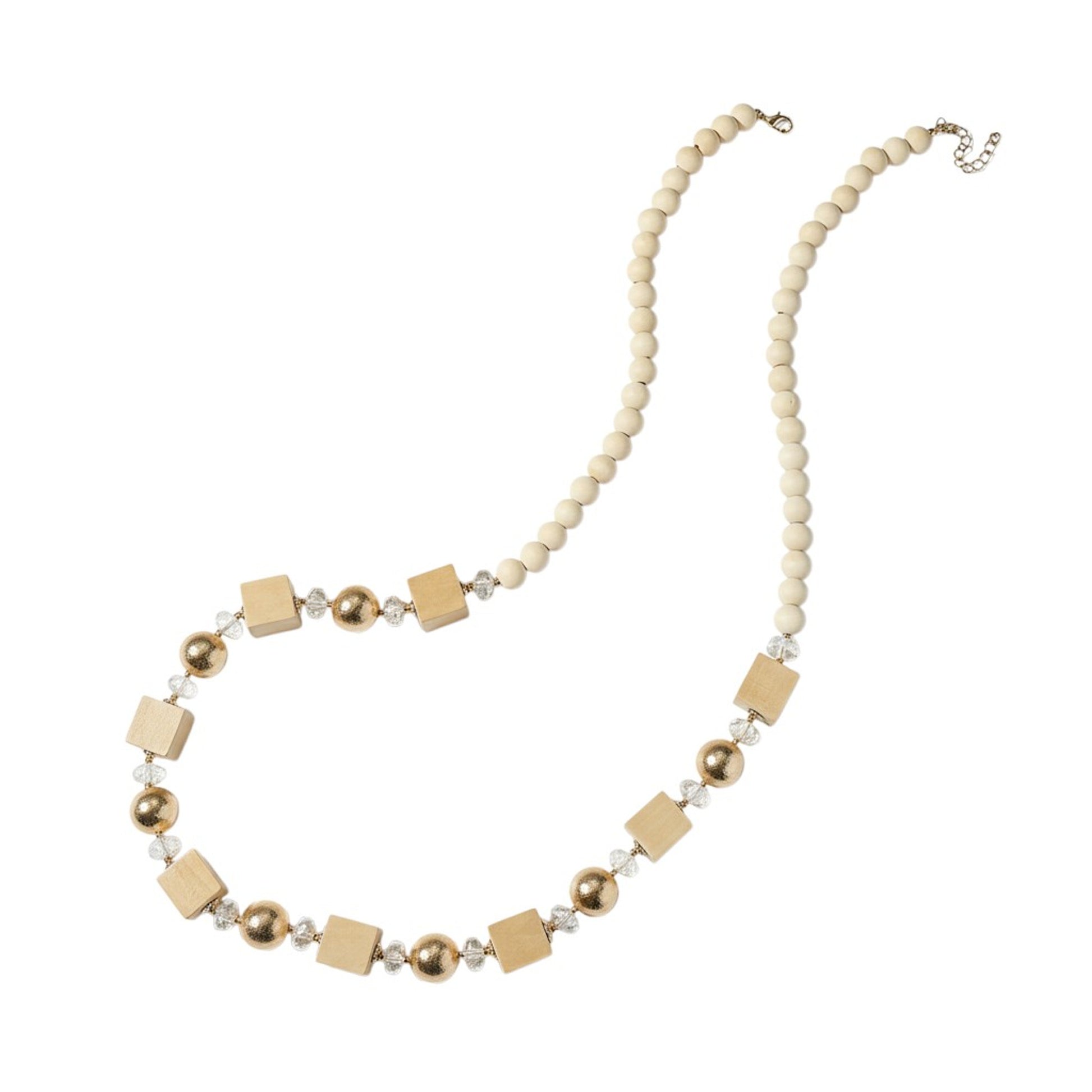 Lange Halskette Holzperlen Natur Damen Kette Holz KARMA