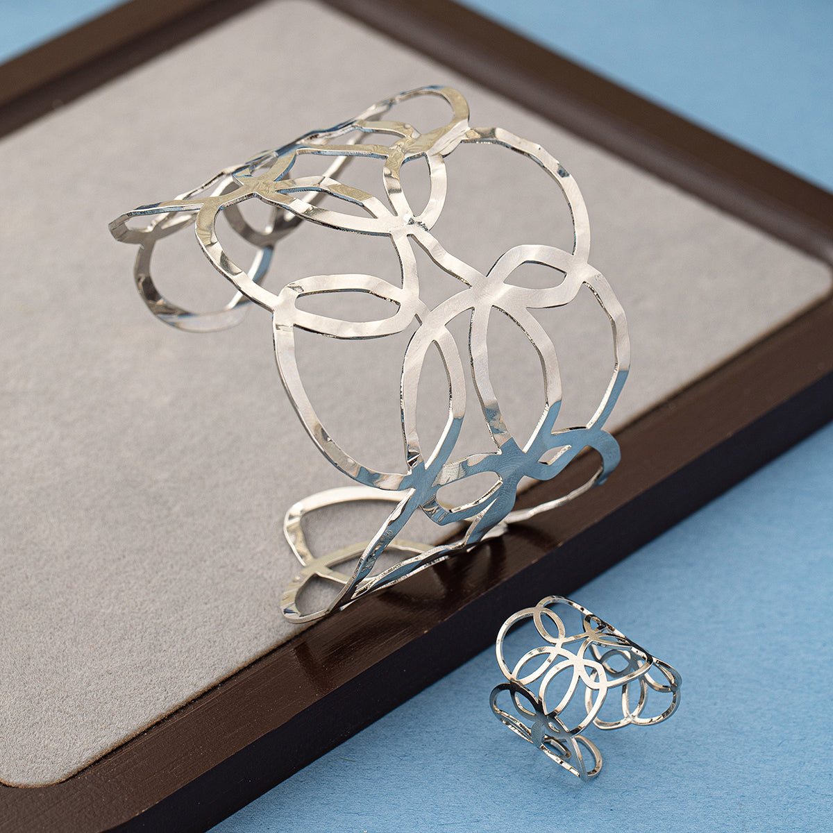 Schmuckset Armreif und Ring Silber KARMA