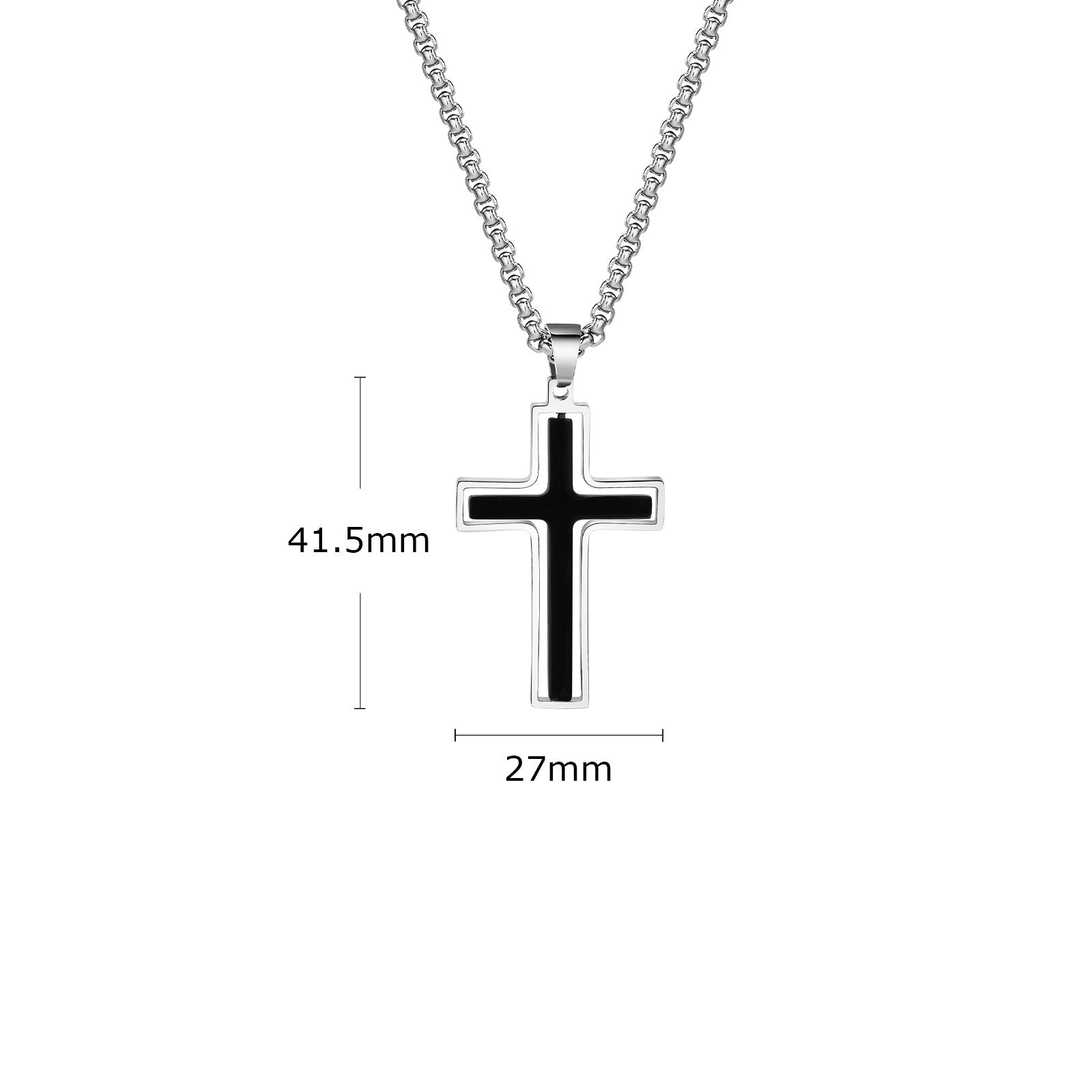 Herrenkette mit Anhänger Kreuz schwarz oder silber KARMA