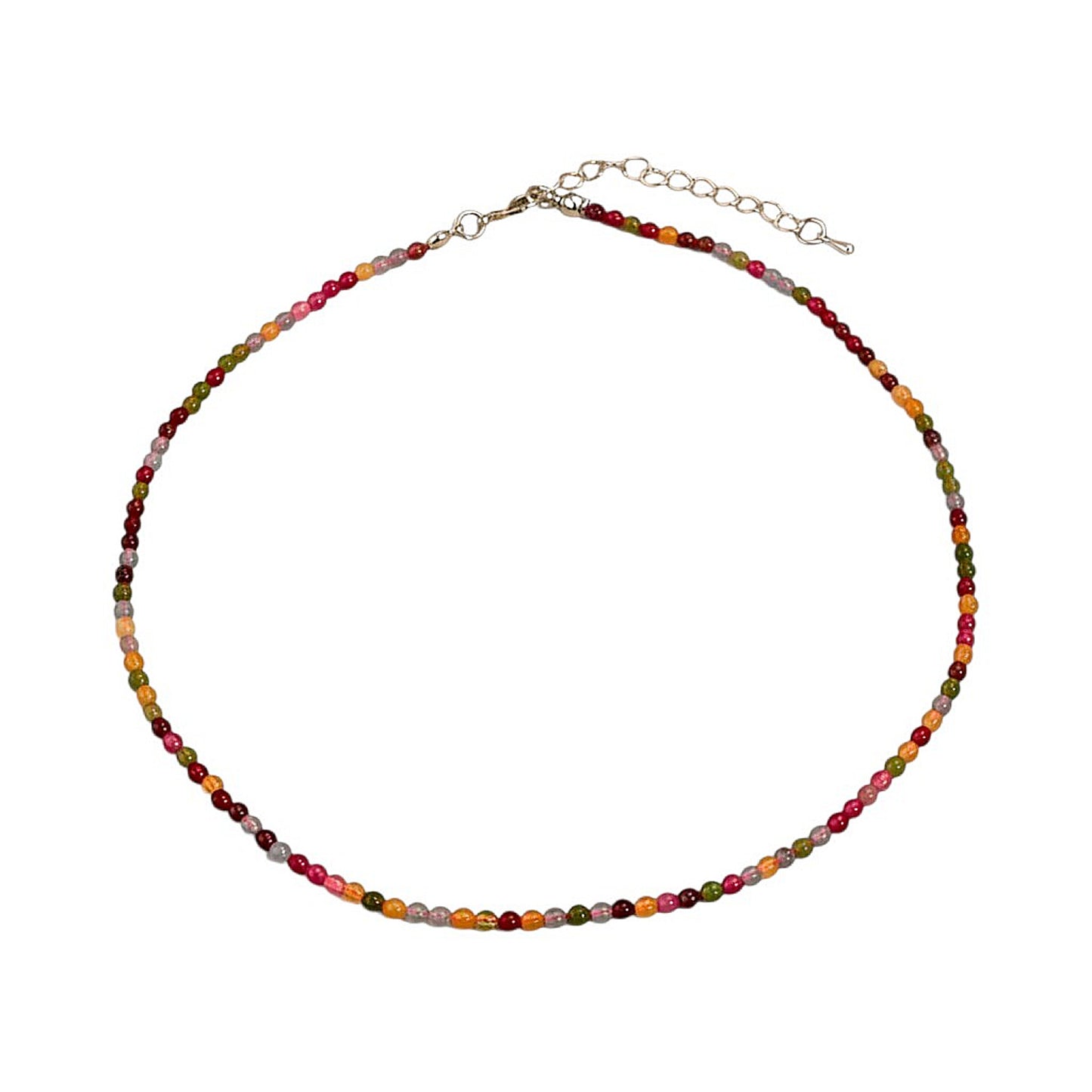 Naturstein Halskette Damen Tourmalin bunt 39 cm Kette Karma