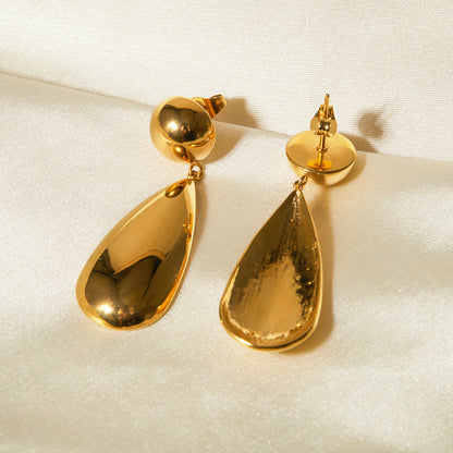 Ohrringe Tropfenform Gold Edelstahl PVD beschichtet wasserfest hypoallergen Karma