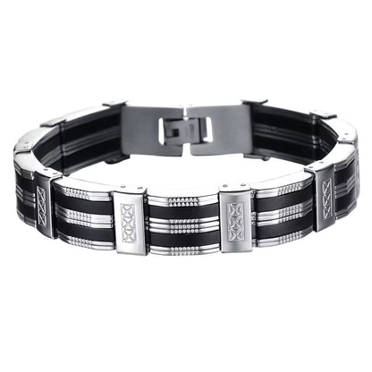 Armband für Herren Silber schwarz Edelstahl KARMA