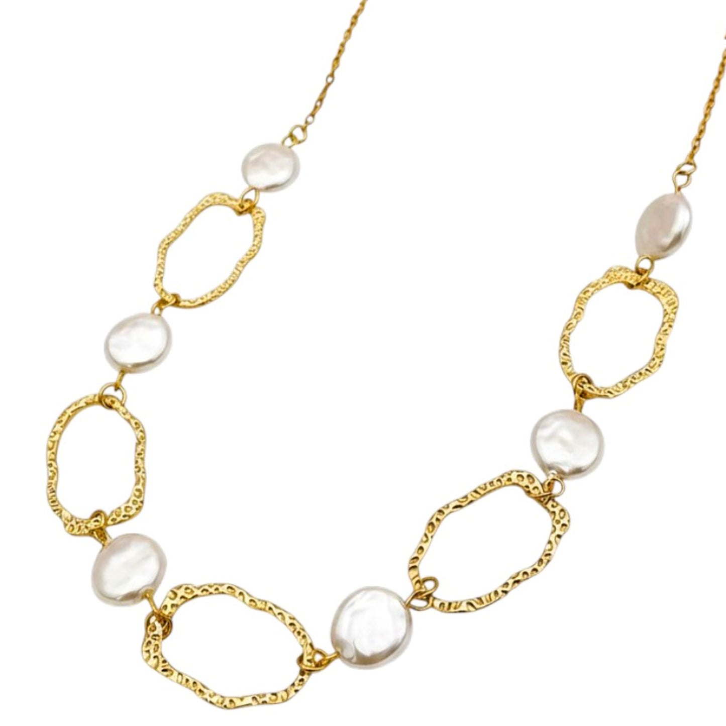 Halskette Damen Gold Weiß 48 cm  verstellbar Kette Edelstahl vergoldet wasserfest hypoallergen Karma