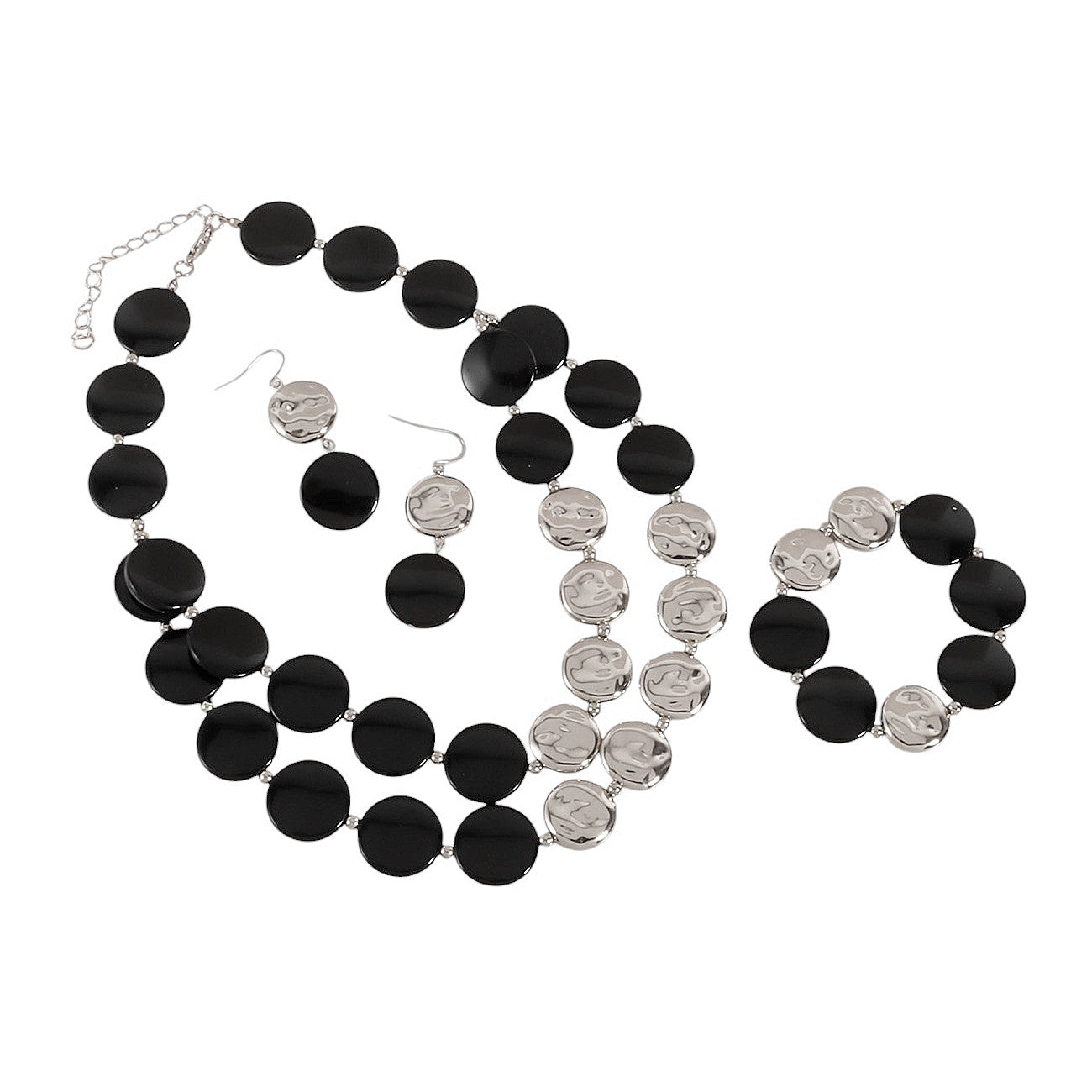 Schmuckset Acryl Schwarz Silber oder Gold Karma