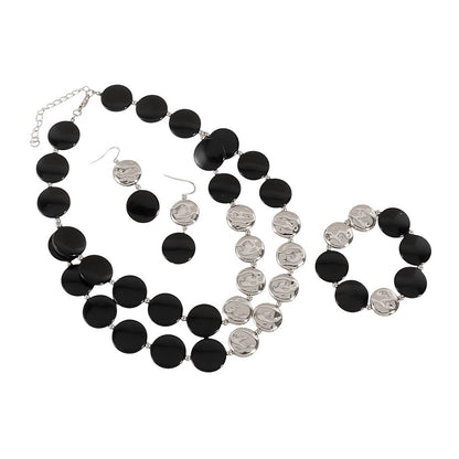Schmuckset Acryl Schwarz Silber oder Gold Karma