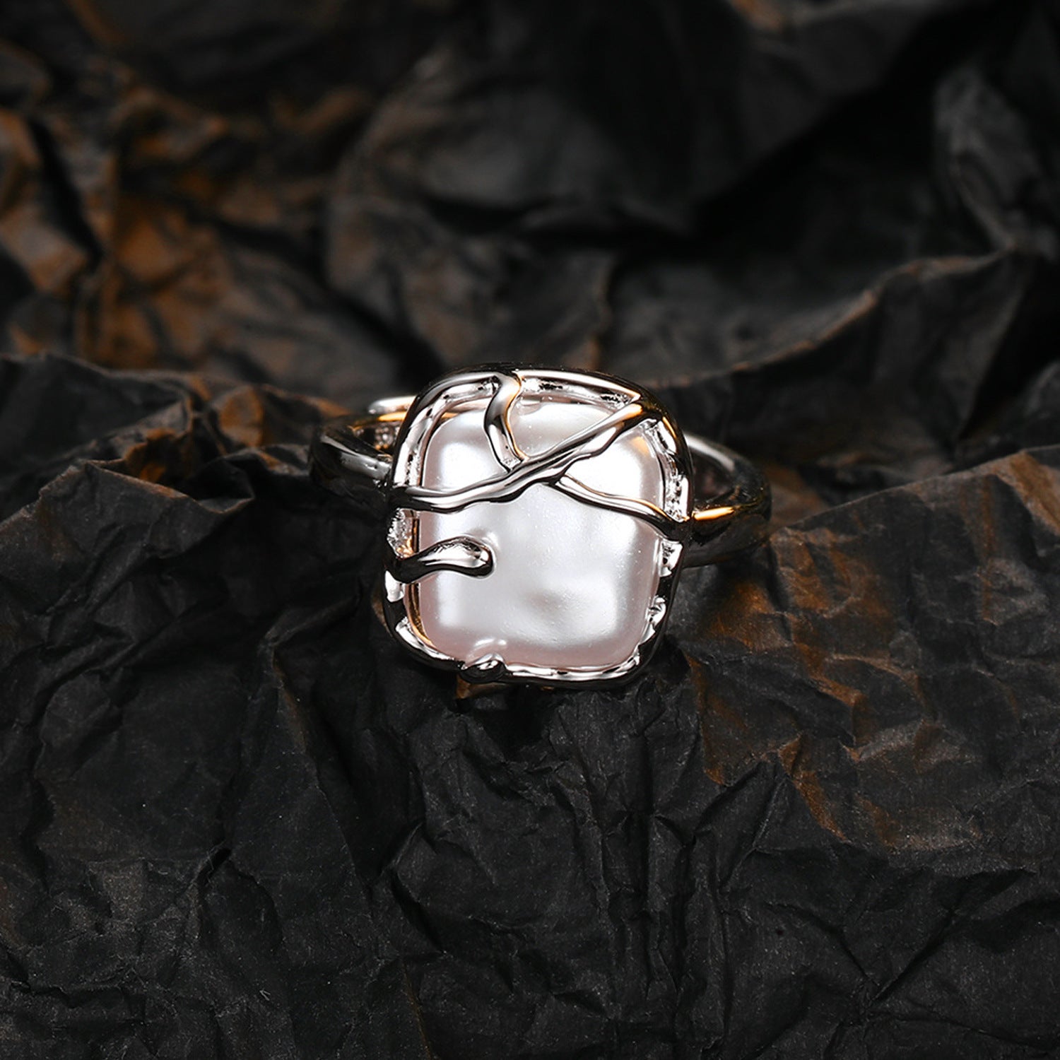 Dam,enring mit Muschelperle Silber 925 KARMA