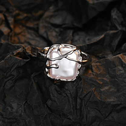 Dam,enring mit Muschelperle Silber 925 KARMA