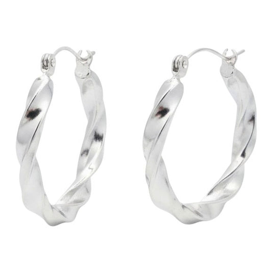 Creolen gedreht Silber Edelstahl PVD beschichtet wasserfest hypoallergen