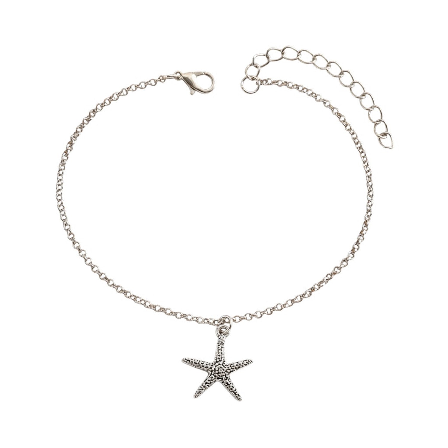 Fußkette Seestern Silber modern 21 cm martimes Fußkettchen Karma