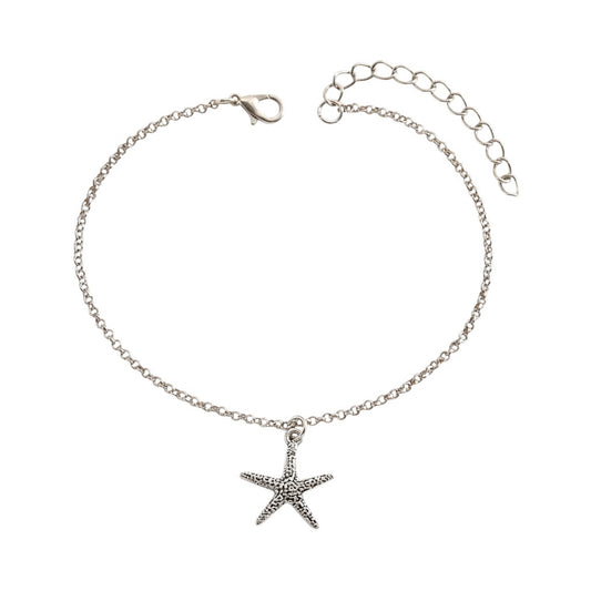 Fußkette Seestern Silber modern 21 cm martimes Fußkettchen Karma
