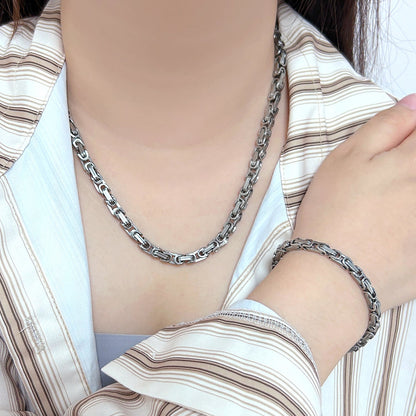 Königsarmband Damen Edelstahl Silber Armband Karma