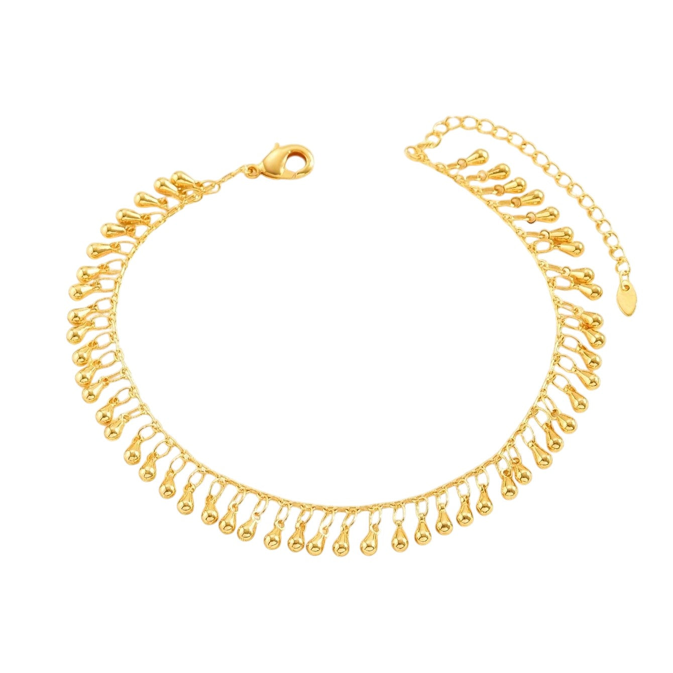 Fußkette Tropfen Gold verstellbares Fußkettchen vergoldet modern Karma