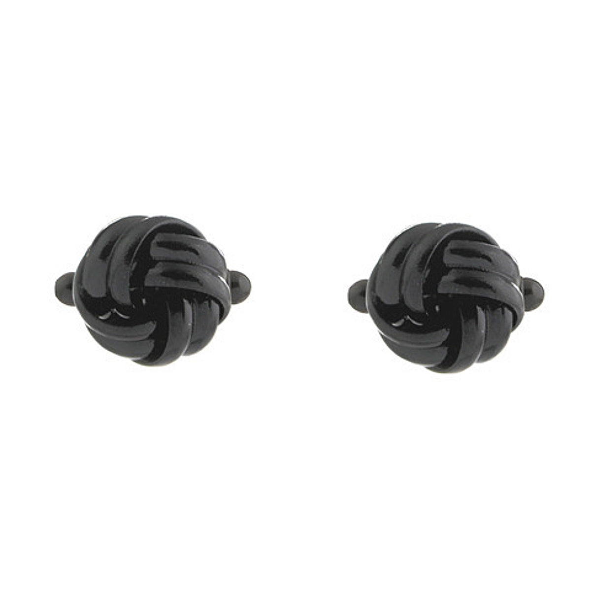 2er Set Manschettenknöpfe Schwarz Knoten rund modern Hemdknöpfe Karma