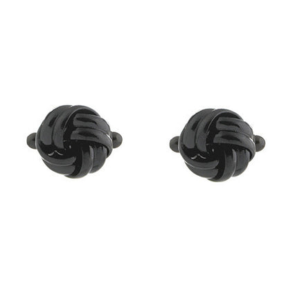 2er Set Manschettenknöpfe Schwarz Knoten rund modern Hemdknöpfe Karma