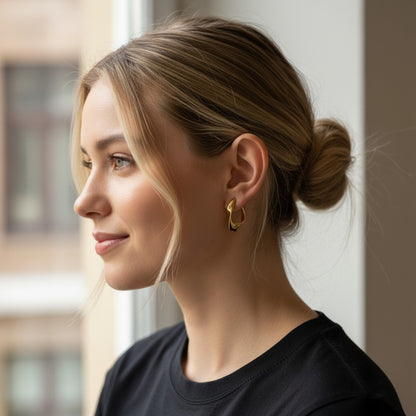 Creolen Oval Gold Edelstahl vergoldet Damenohrringe Ohrringe Damen KARMA