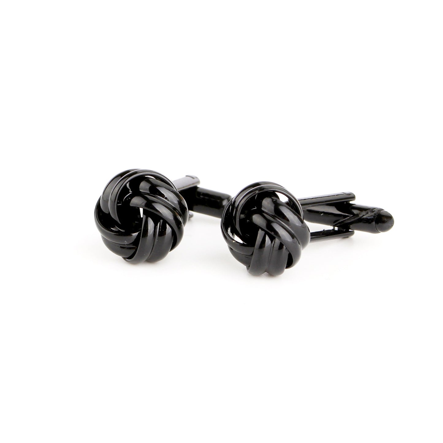 2er Set Manschettenknöpfe Schwarz Knoten rund modern Hemdknöpfe Karma
