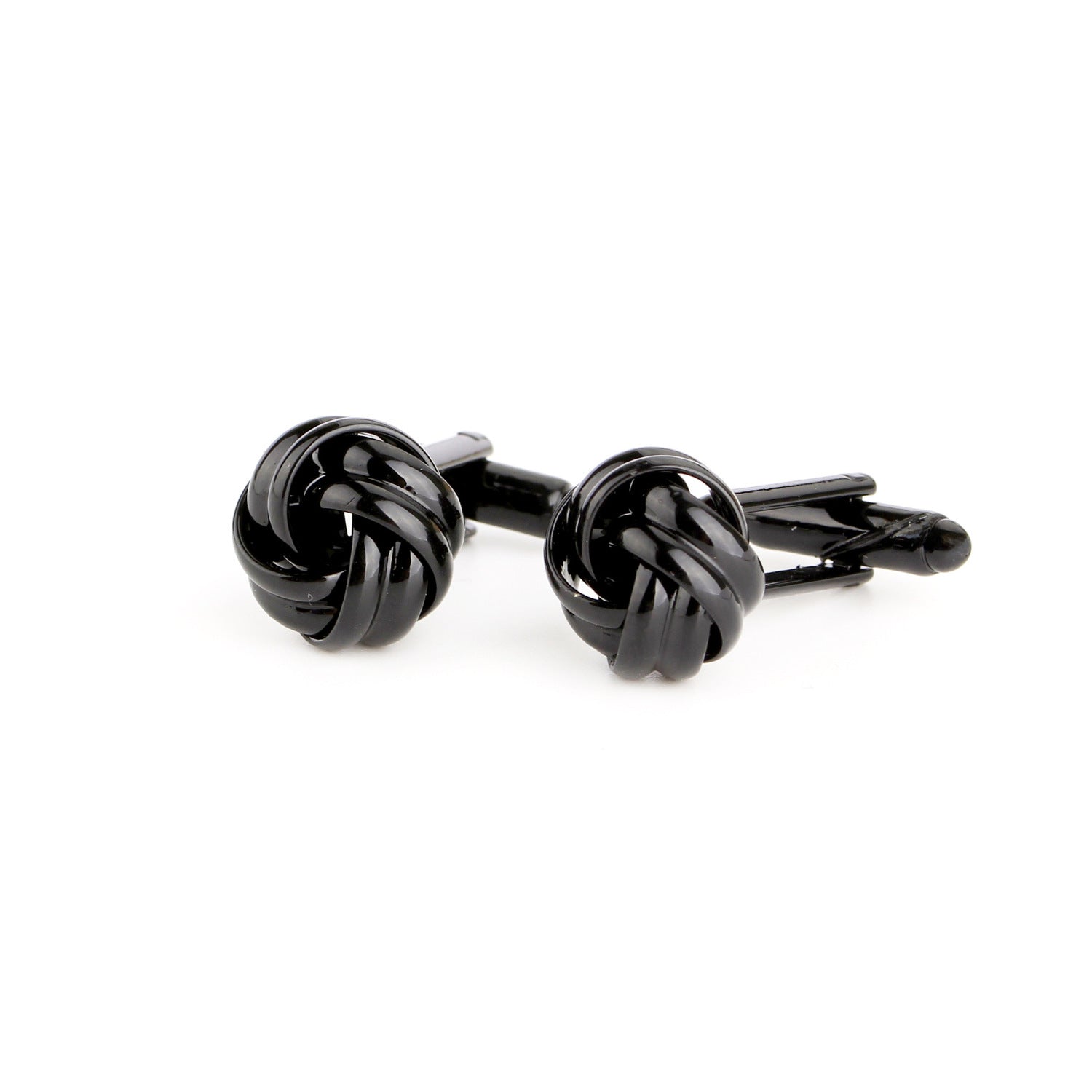 2er Set Manschettenknöpfe Schwarz Knoten rund modern Hemdknöpfe Karma