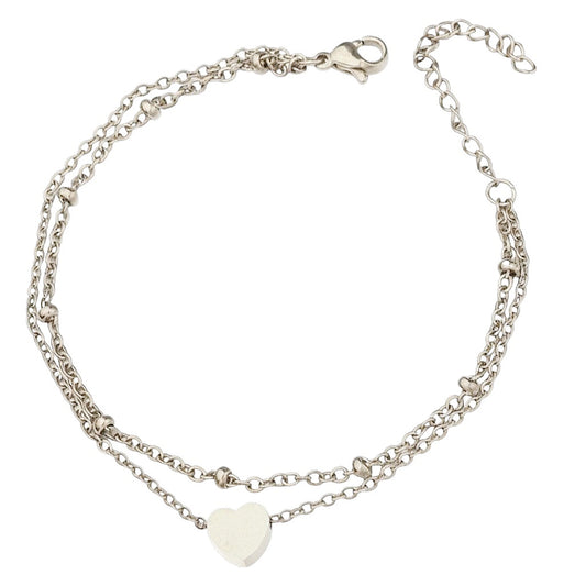 Fußkettchen Edelstahl mit Herz gold oder silber KARMA