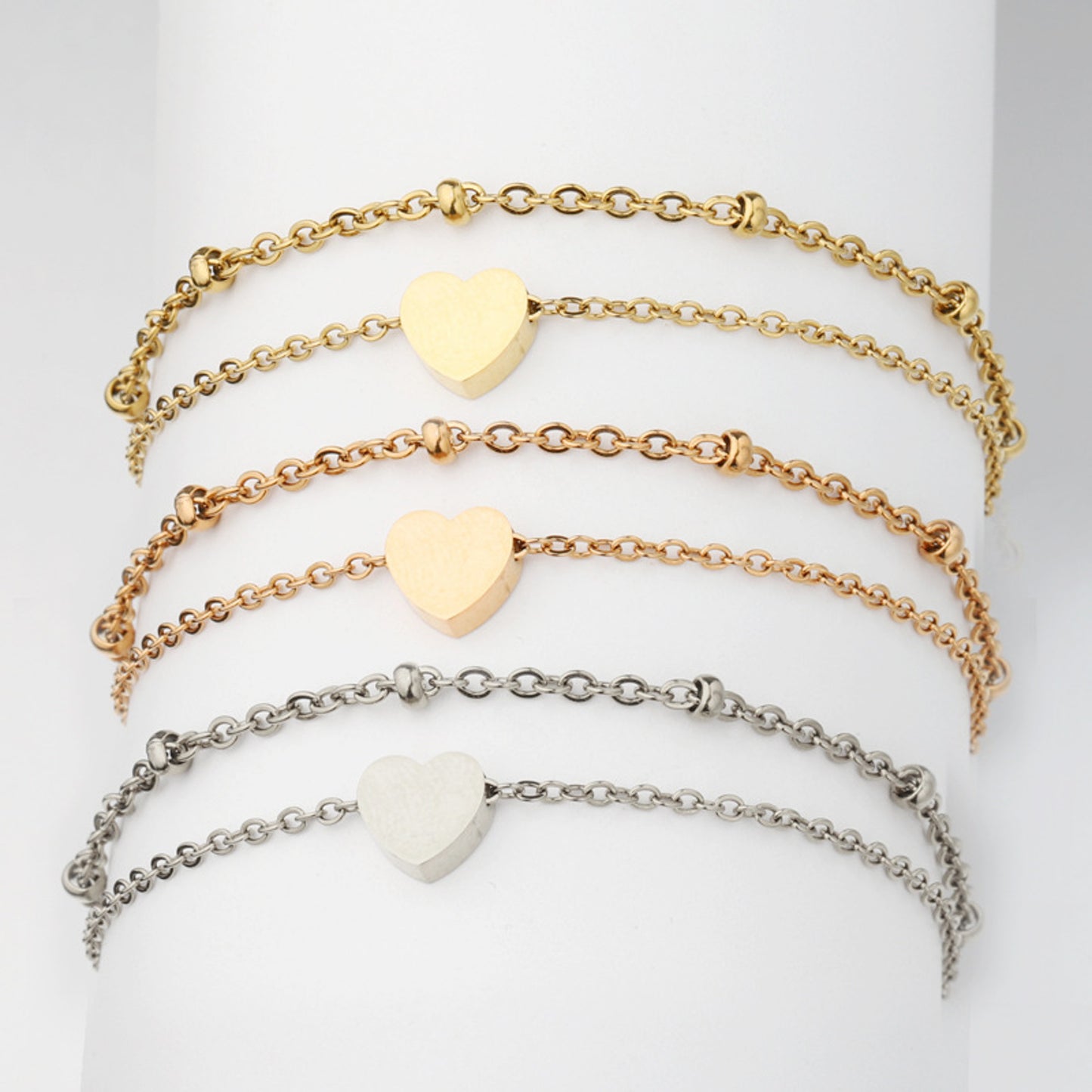 Fußkettchen Edelstahl mit Herz gold oder silber KARMA