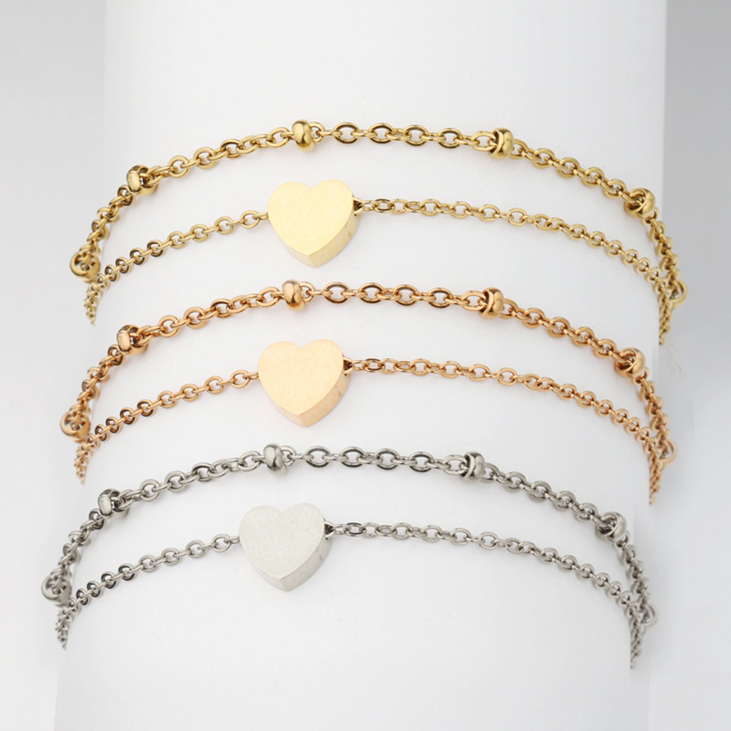 Fußkettchen Edelstahl mit Herz gold oder silber KARMA