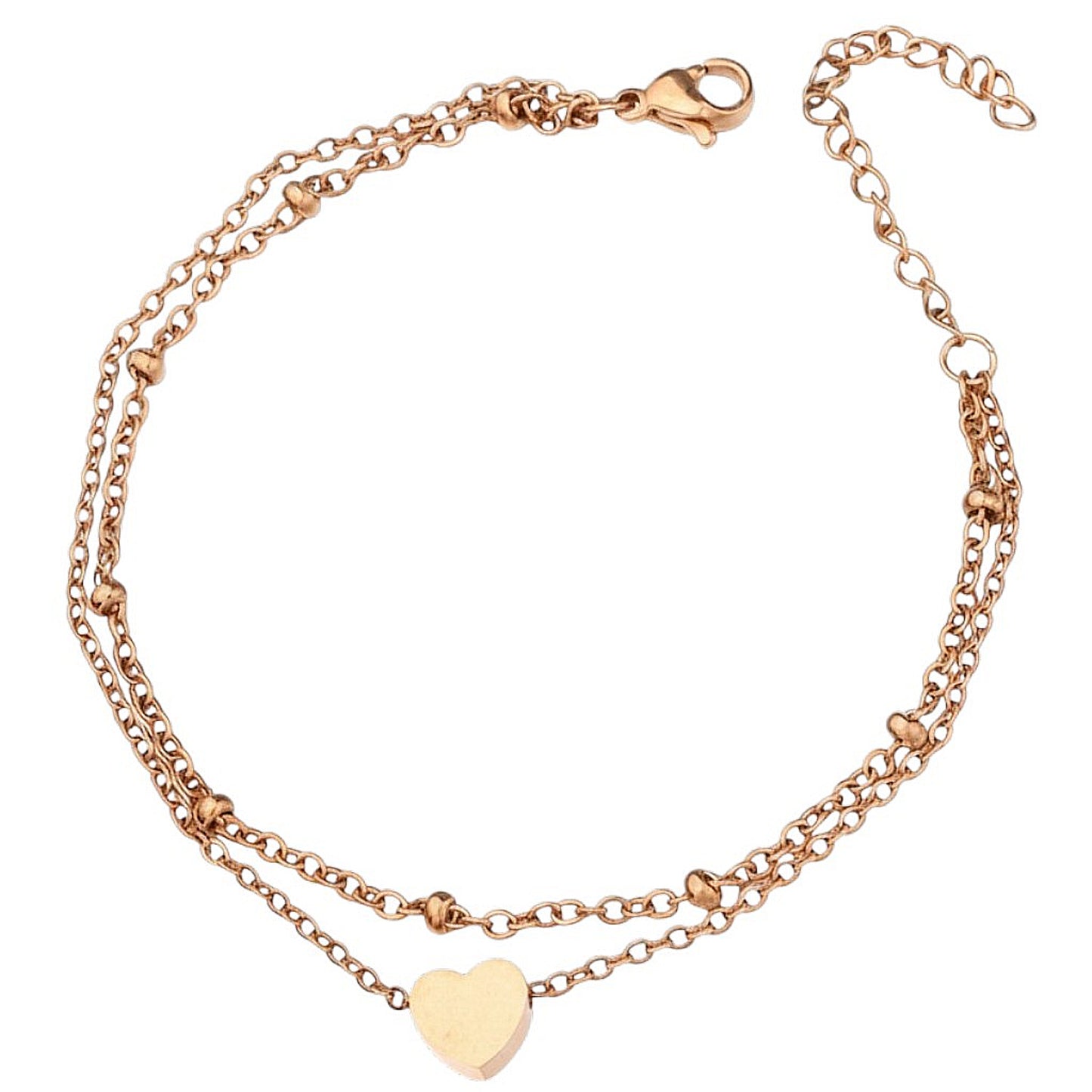 Fußkettchen Edelstahl mit Herz Gold, Roséfarben oder Silber wasserfest hypoallergen KARMA
